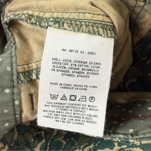 Hei Hei Pants Womens 27 Green Camo Floral Print Anthropologie Stretch Casual - Picture 7 of 12